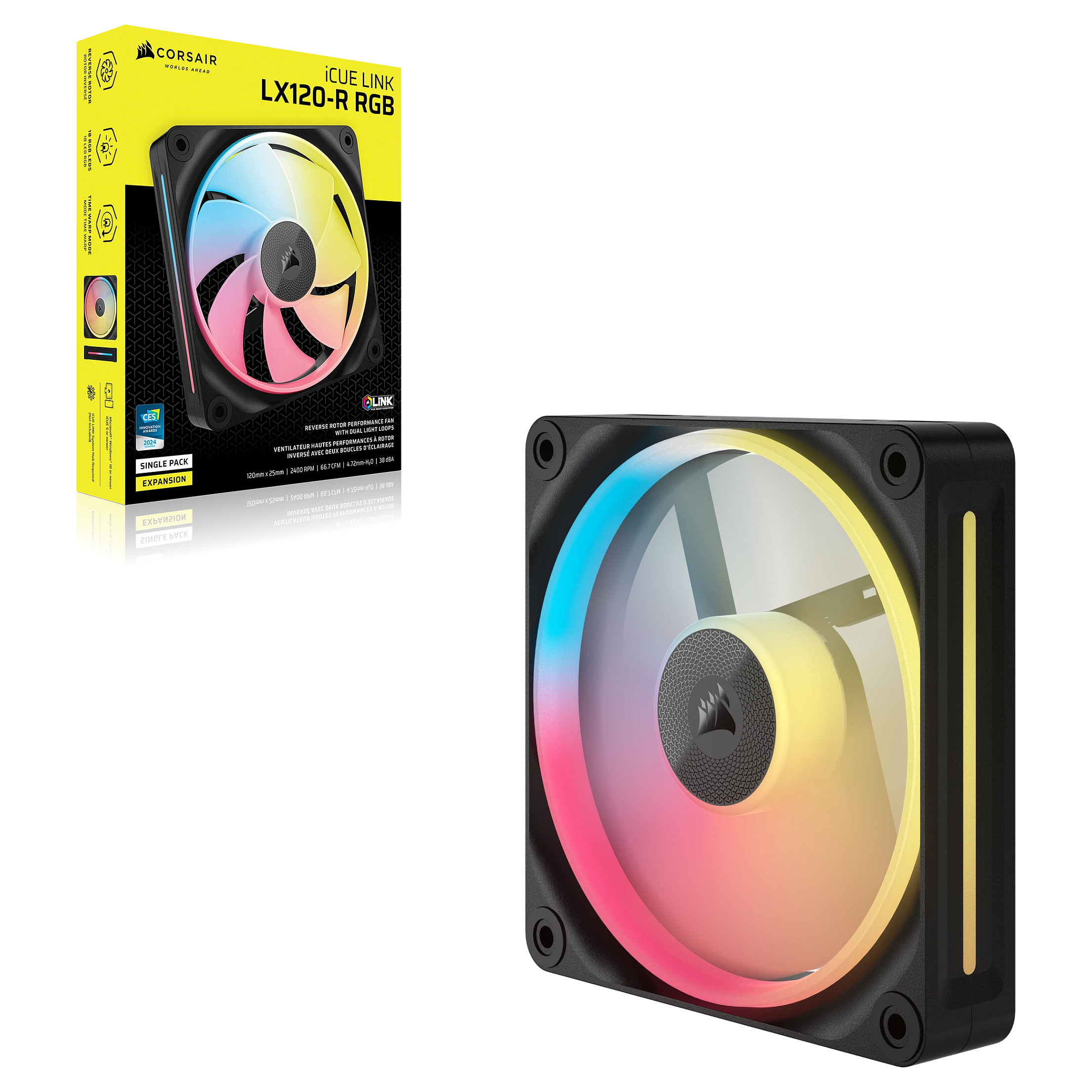 Ftohës për Kasë Corsair RS120-R ARGB / 120mm / 400-2400 RPM / ARGB / PWM – Zezë - 3