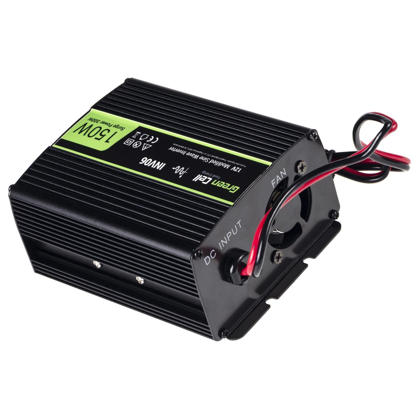Inverter Green Cell INV06, 12 V DC në 230 V AC, 150 W / 300 W – Zezë - 5
