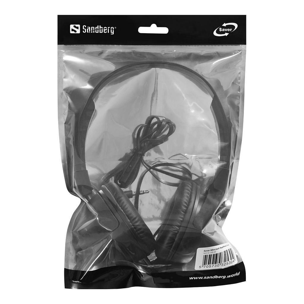 Kufje me Kabllo Sandberg Saver MiniJack HeadPhoneTravel, 3.5mm MiniJack, 40mm - Zezë - 5