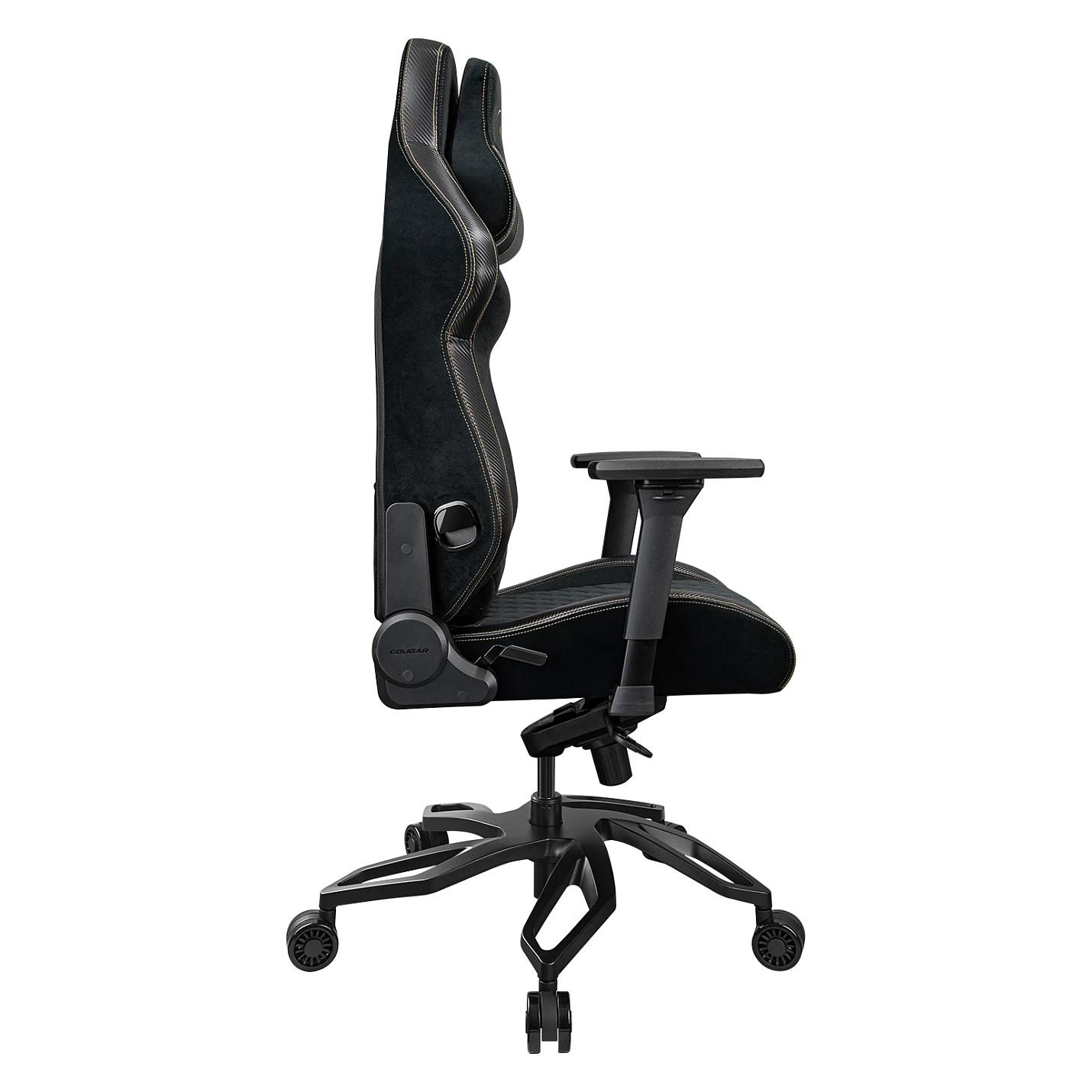 Karrige Gaming COUGAR Titan Pro V2 Gold F, Velvet, Mbështetëse 4D, Mbështetje Lumbare, 160 kg – Zezë - 4
