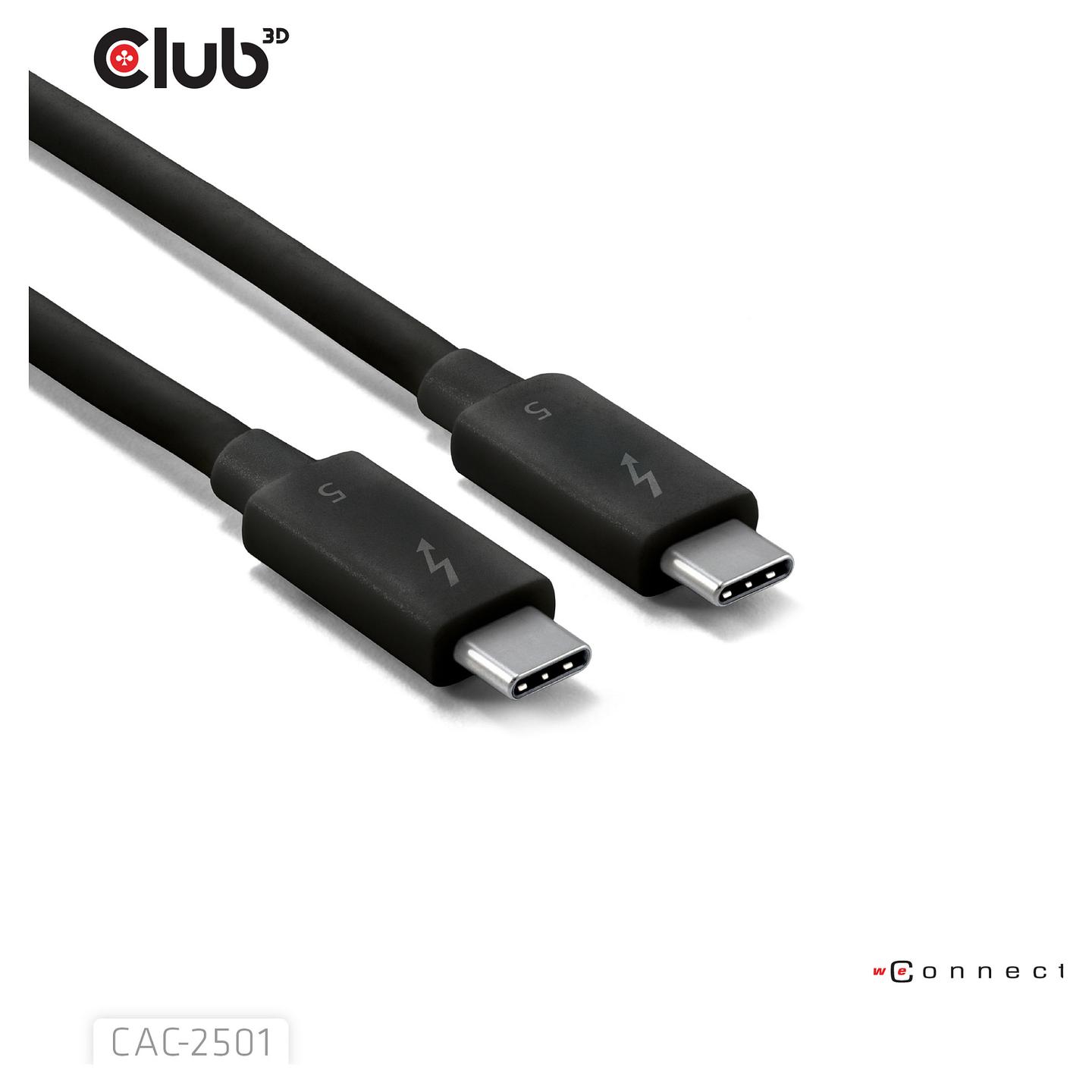 Kabllo USB CLUB3D CAC-2501, Thunderbolt 5, USB-C në USB-C, 80/120 Gbit/s, 240W, 1m - Zezë - 6