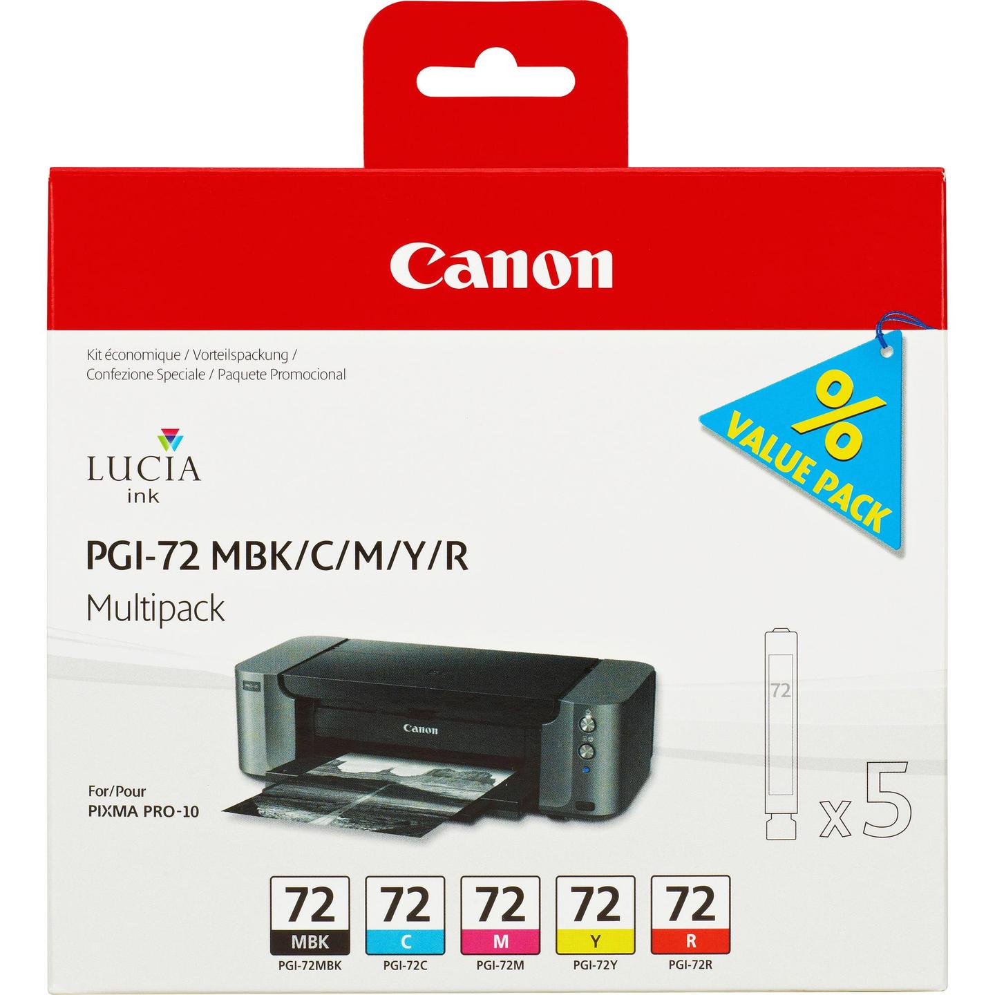 INK Canon PGI-72 / 6402B009 / 5-Pack / 14 ml / 1.640/710 faqe – Shumëngjyrësh