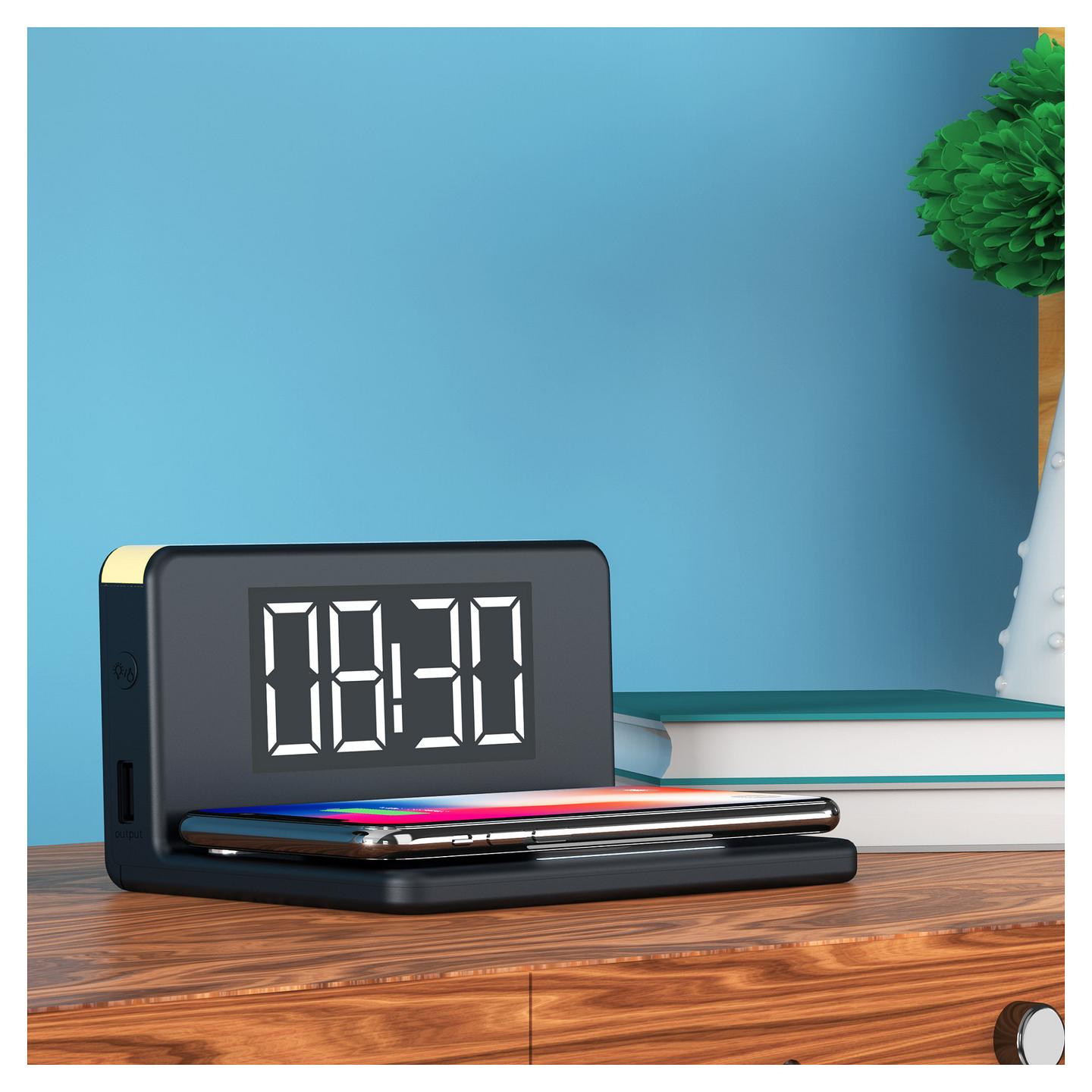 Orë alarmi TerraTec ChargeAir clock! / Karikim pa tela Qi 10W / USB – Zezë/Verdhë - 4