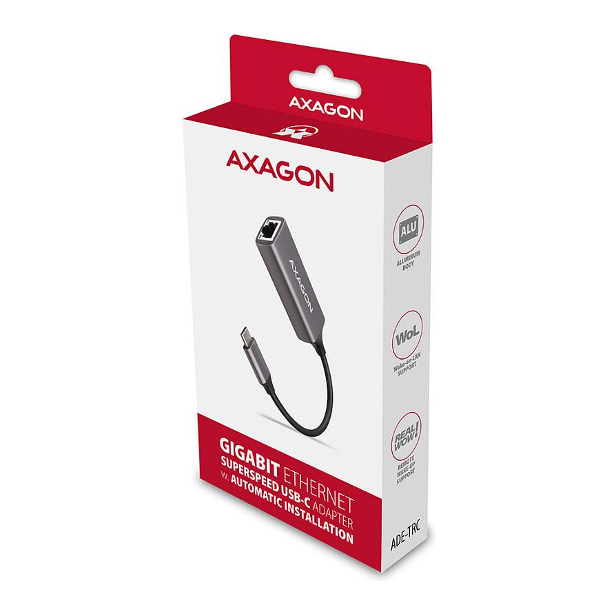 Adapter Rrjeti AXAGON ADE-TRC / USB-C 3.2 Gen 1 / Gigabit Ethernet RJ45 / 1000Mbps / Realtek RTL8153 - 8