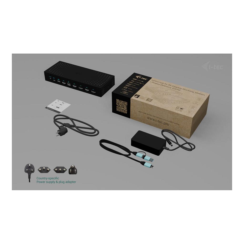 Docking Station i-tec CA5MONITORDOCKPD, 5x Monitor, 4K/60Hz, 2x HDMI, 2x DisplayPort, PD 100W, USB, 2.5GbE LAN - Zezë - 4