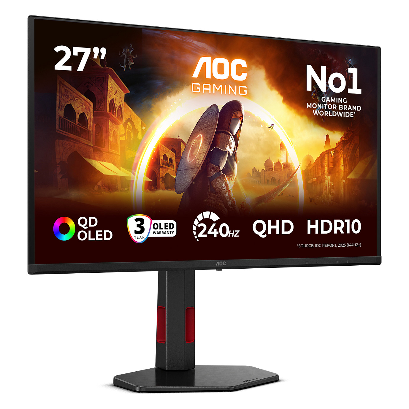 Monitor Gaming AOC G4 Q27G4ZDR / 26.5" / QHD QD-OLED / 240Hz / 0.03ms / HDMI+DisplayPort - Zezë/Kuqe - 14