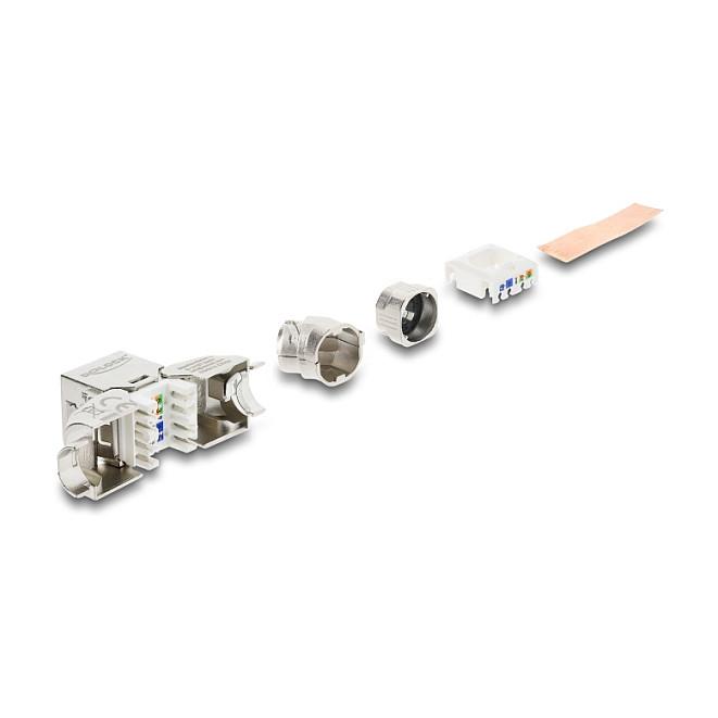 Modul Keystone për Kabllo Rrjeti DeLOCK 90801, Cat 6A, RJ-45 Femër në LSA, STP, 45°, Pa Vegla - Argjend - 3