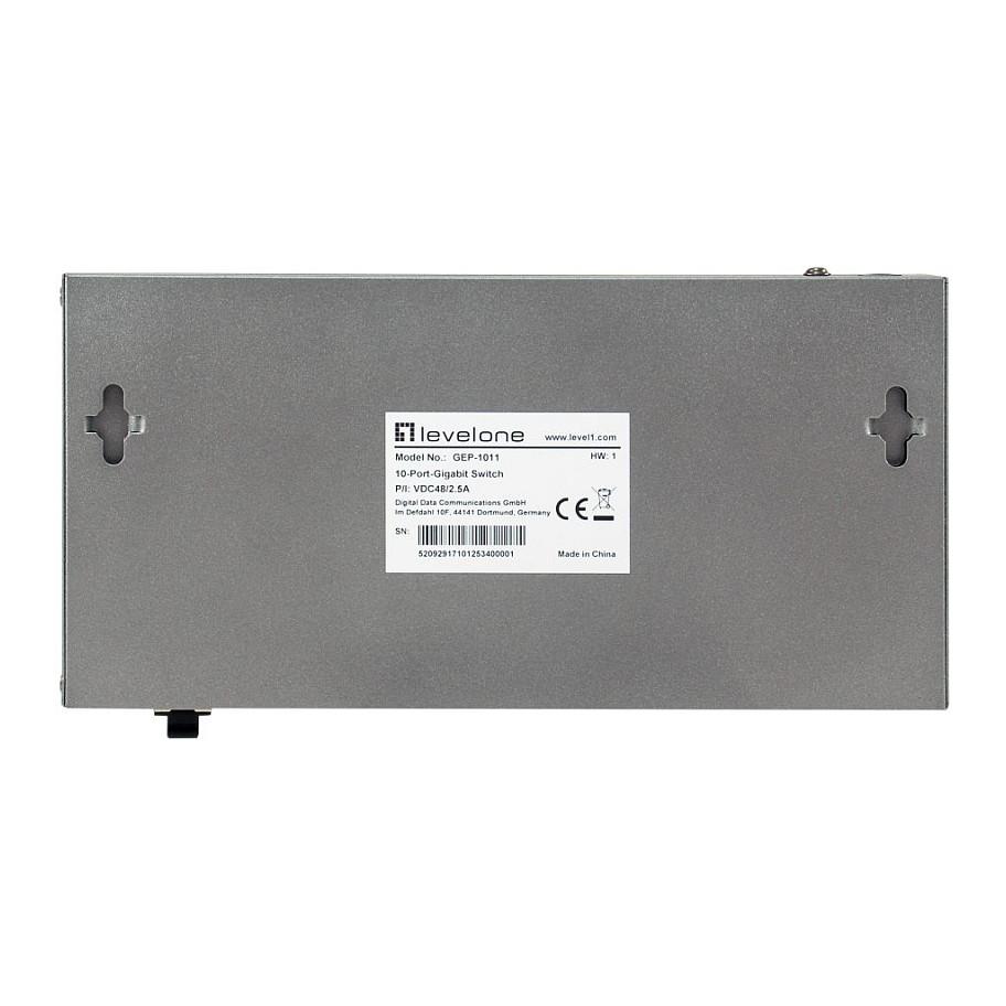 Switch LevelOne GEP-1011, 10 Porta Gigabit, 8x PoE+, 1x RJ-45 Uplink, 1x SFP, 120 W, 20 Gbps, Unmanaged - Hiri - 5