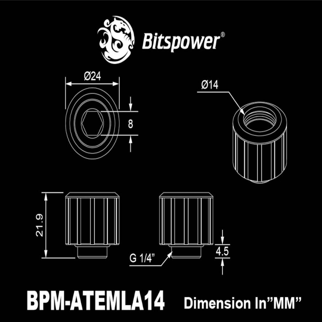 Lidhës për Ftohje Bitspower Artemis Advanced Multi-Link, G1/4", 14mm - Bardhë - 2