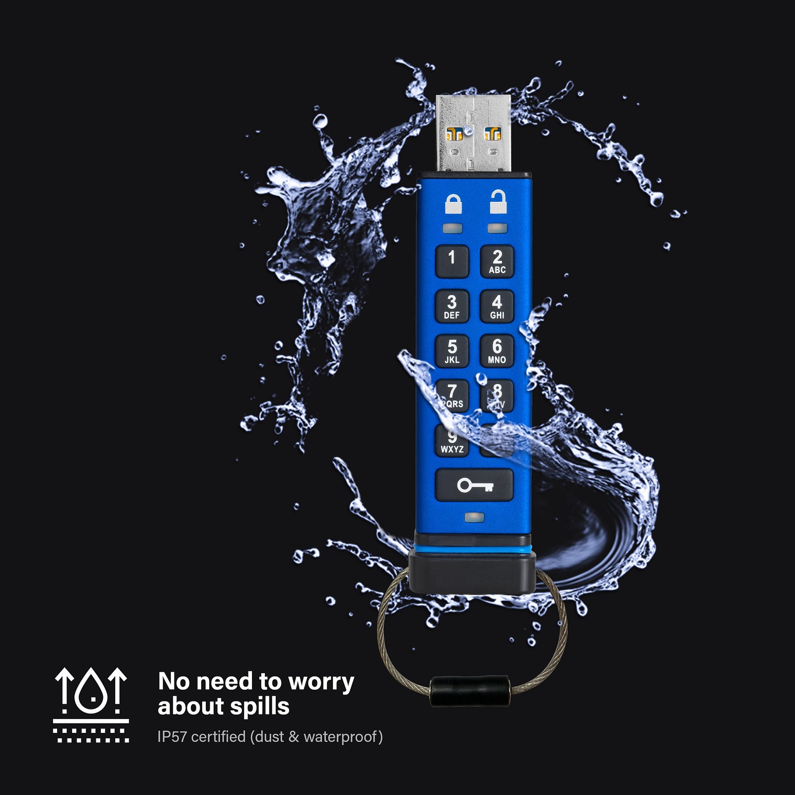 USB Flash Drive iStorage datAshur Pro / 32GB / USB Type-A / USB 3.2 Gen 1 - Blu - 4