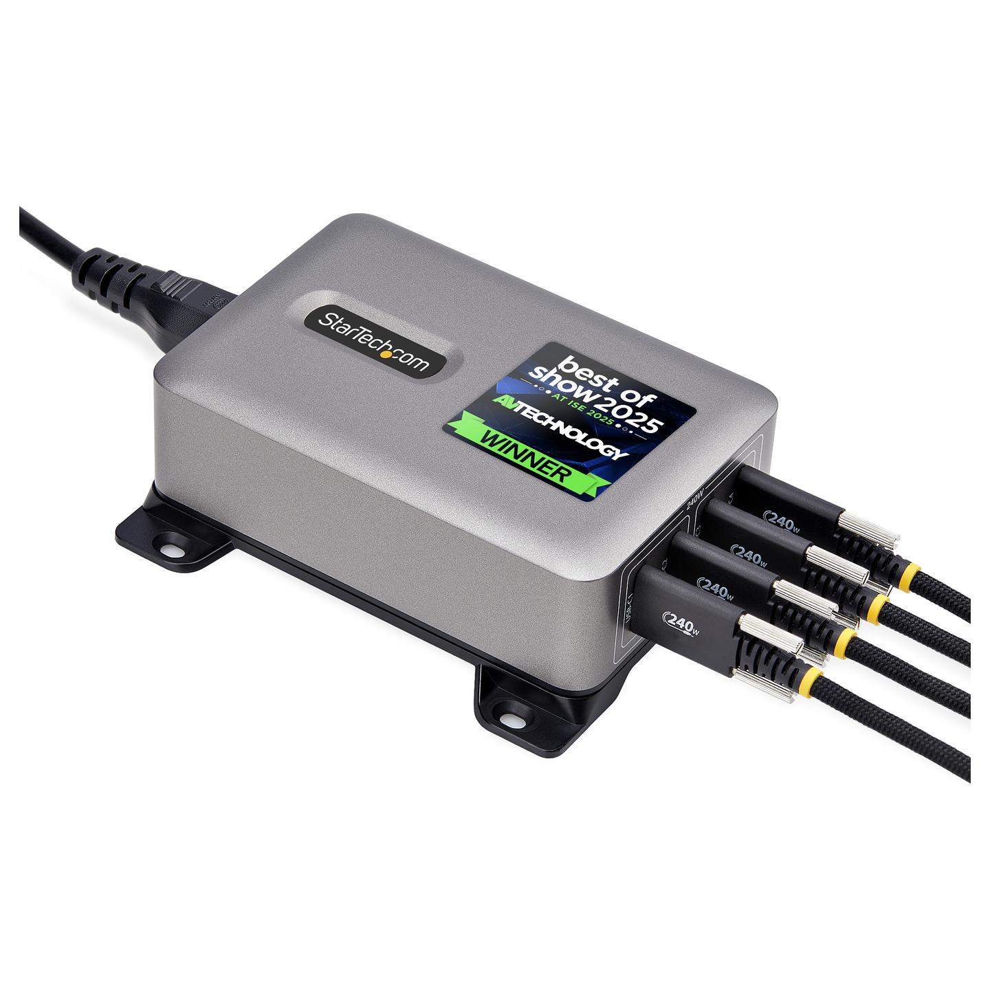 Karikues USB-C StarTech.com 424DEU-USB-C-CHARGER, 240W, 4x USB-C, 140W EPR, Power Delivery 3.1, GaN - Gri - 23