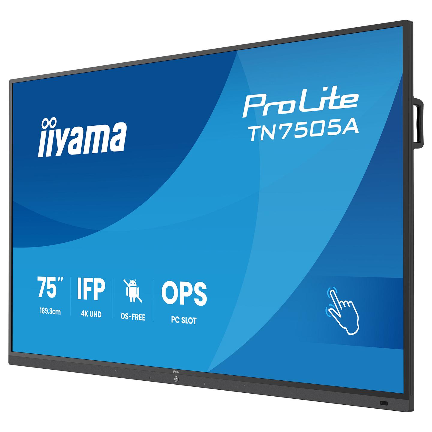 Interaktiv (Smart Board) iiyama ProLite TN7505A-B1AG, 74.5", 4K UHD, IPS, 500cd/m², HDMI, DisplayPort, USB-C - Zezë - 3