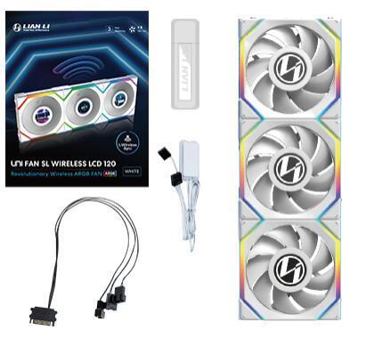 Ftohës për Kasë Lian Li UNI FAN SL Wireless LCD / 120mm / 300-1900 RPM / ARGB PWM / LCD / 3-Pack – Bardhë - 5