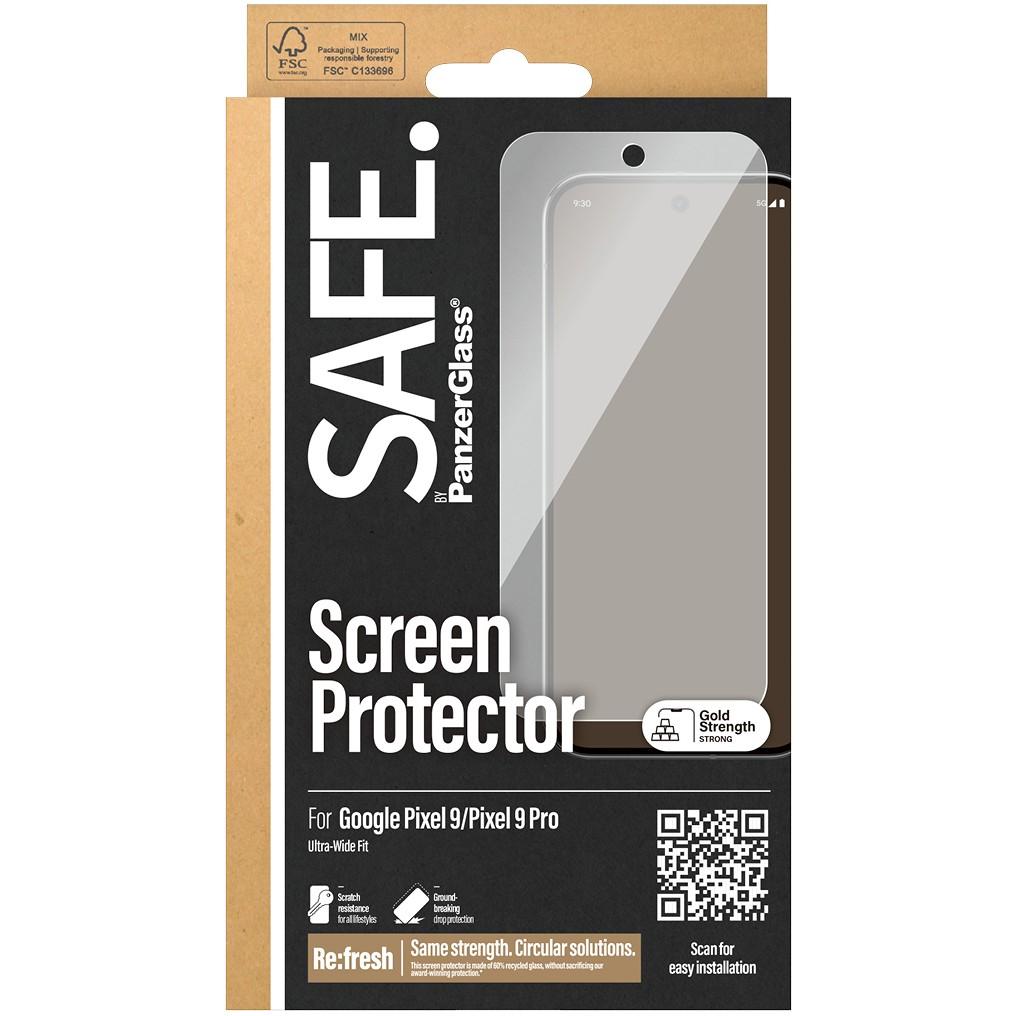 Mbrojtës Ekrani PanzerGlass SAFE. / Google Pixel 9 / 9 Pro / Ultra-Wide Fit / Xham i Temperuar / 60% Material i Ricikluar - Transparent - 3