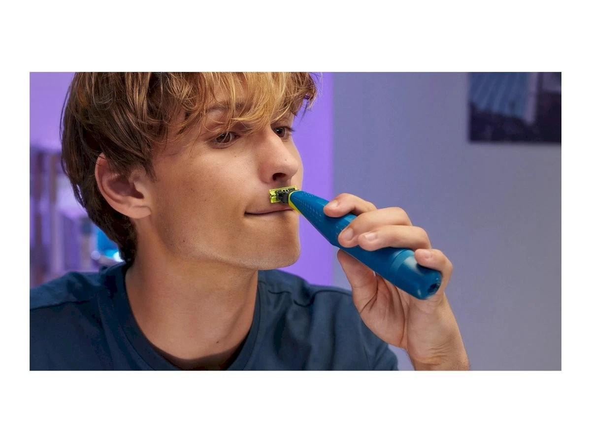 Teh zëvendësues për makinë rroje Philips OneBlade QP225/50 / Anti-Friction / Dual Protection / Contour-Following / 2 Copë - Gjelbër/Blu - 3