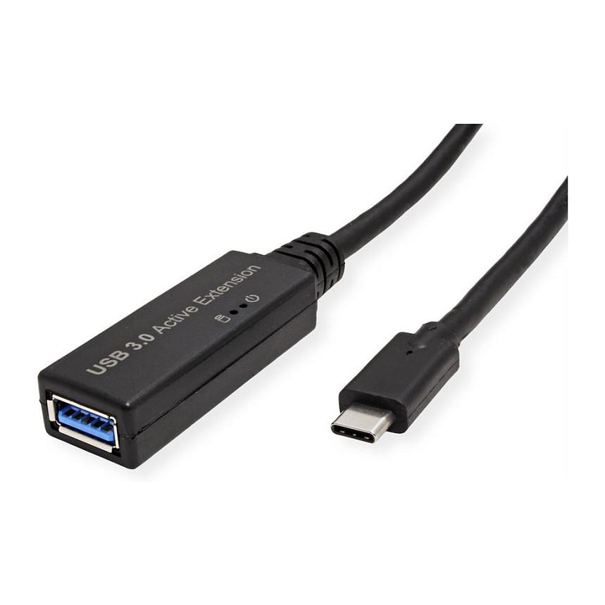 Kabllo Zgjatuese USB ROLINE 12.04.1065, USB-C Mashkull në USB-A Femër, USB 3.2 Gen 1, 5 Gbps, 5 m – Zezë - 3