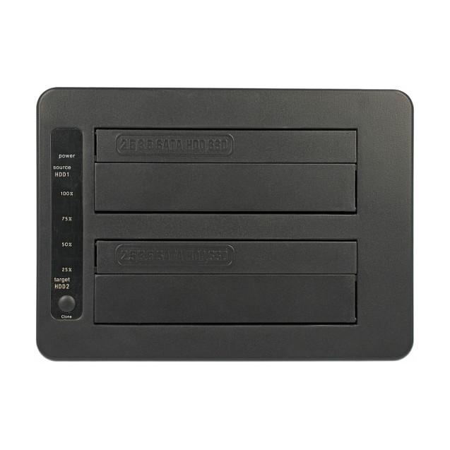 Docking station DeLOCK 63957, për 2x HDD/SSD SATA 2,5", 3,5", USB-C 10 Gbit/s, klonim pa PC - Zezë - 3