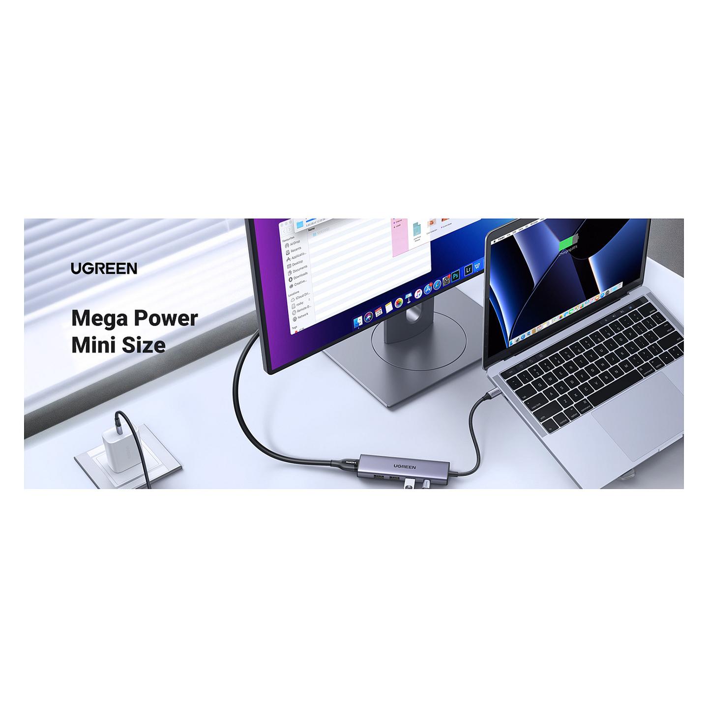Hub USB-C UGREEN 20956A, 6-port, 3x USB-A 3.0, HDMI 4K 30Hz, SD/TF, 5Gbps - Argjend - 5