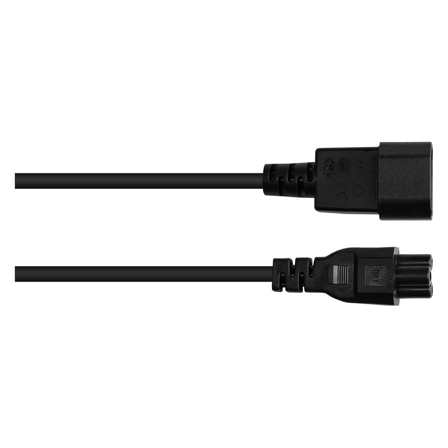 Kabllo për Furnizim me Energji ALCASA P1405-S050 / IEC C14-C5 / H05VV-F3G / 3x1.00 mm² / 250 V / 2.5 A / 5m - Zezë - 2
