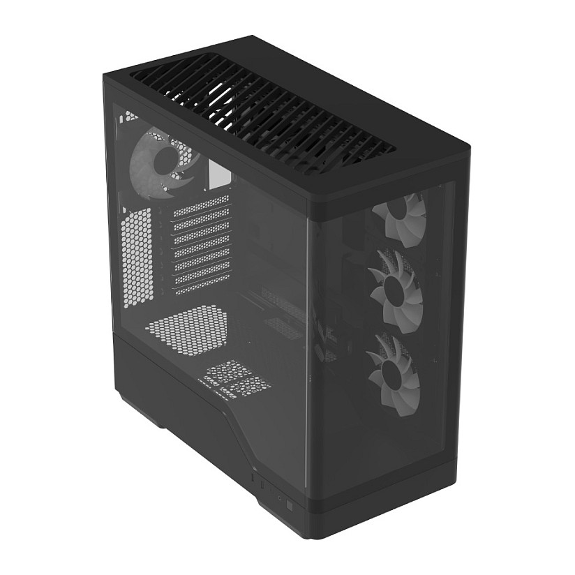 Kasë PC Aerocool P500A / Midi Tower / ATX / 3x 120mm + 1x 120mm ARGB Fan / Tempered Glass - Zezë - 3
