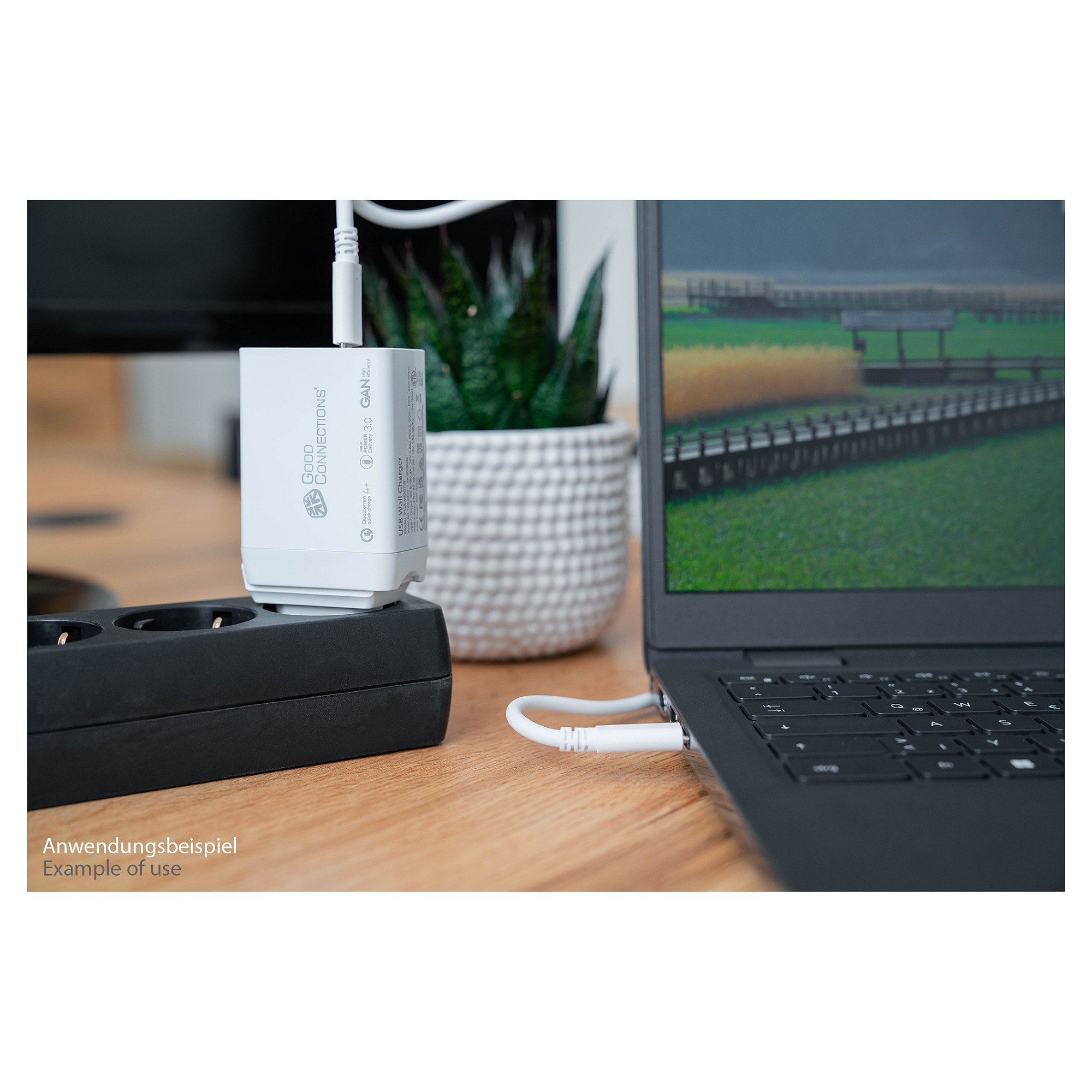 Adapter USB-C Good Connections / 65W / GaN / 2x USB-C + 1x USB-A / PD 3.0 / QC 4+ – Bardhë - 5
