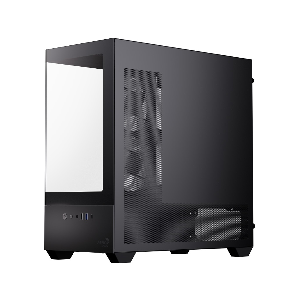 Kasë PC Aerocool P300D / Mini Tower / Micro ATX / 9x 120mm + 2x 140mm Fan Support / Tempered Glass / 360mm Radiator / USB-C - Zezë - 3