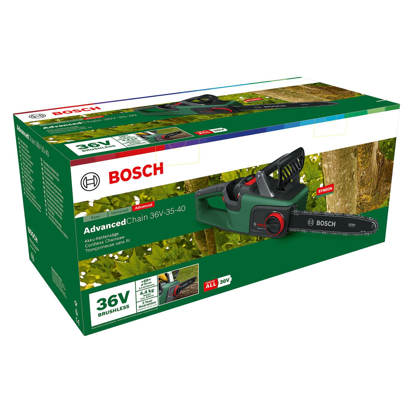 Sharrë me Zinxhir me Bateri Bosch AdvancedChain 36V-35-40, 36V, Shpatë 350mm, 14m/s, 1 Bateri 2.0Ah - Gjelbër/Zezë - 4