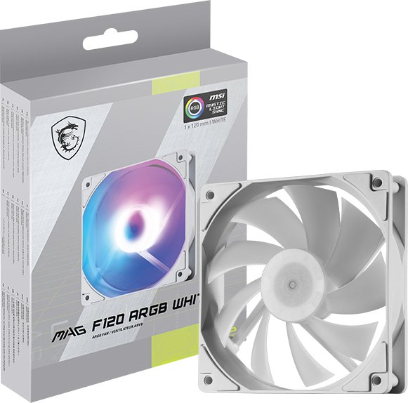 Ftohës për Kasë MSI MAG F120 / 120mm / 1300 RPM / 3-Pin / ARGB – Bardhë - 2