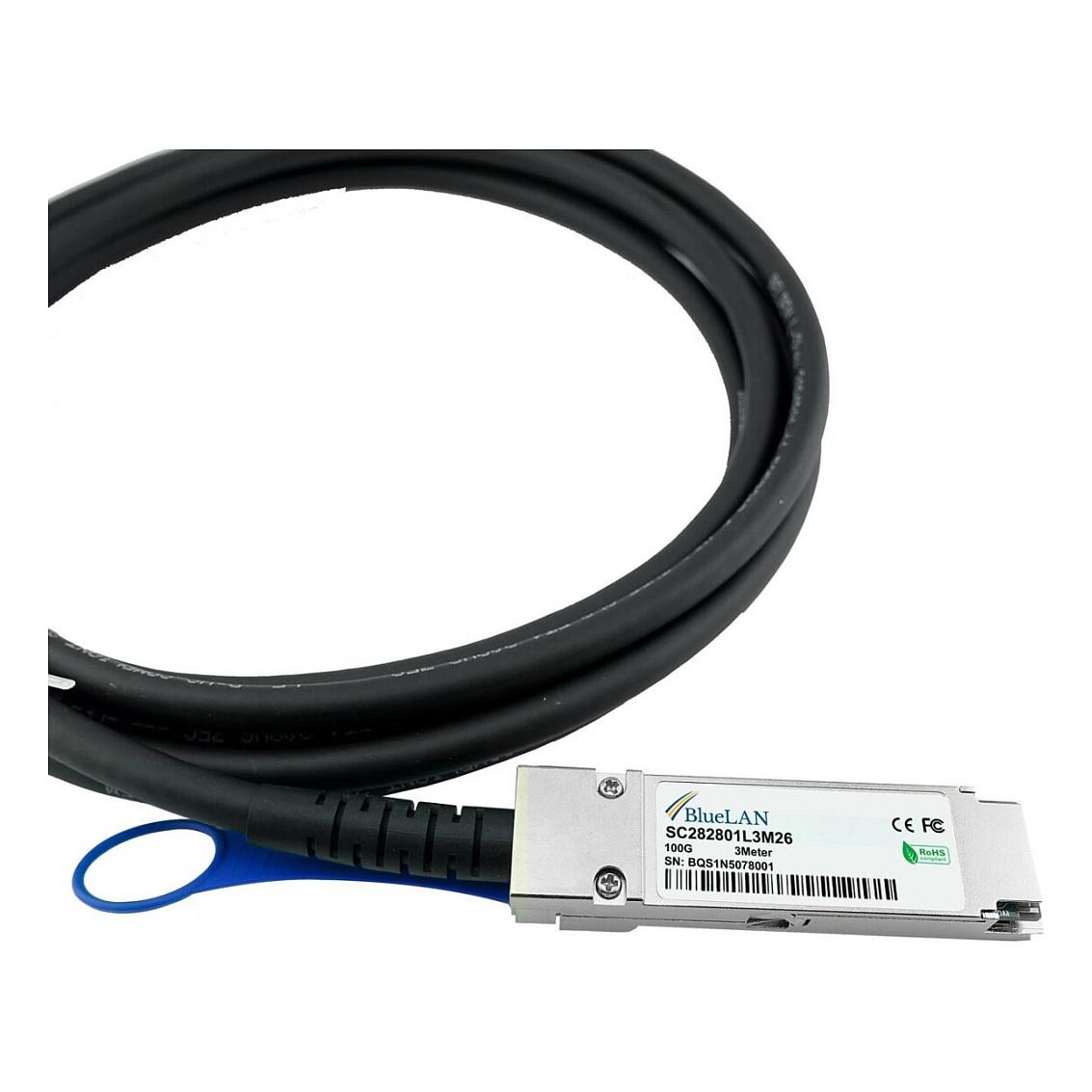 Kabllo për Rrjet BlueOptics ACC763-10000S-BL, 100 Gbps, QSFP28 në QSFP28, DAC, 3 m - Zezë - 4