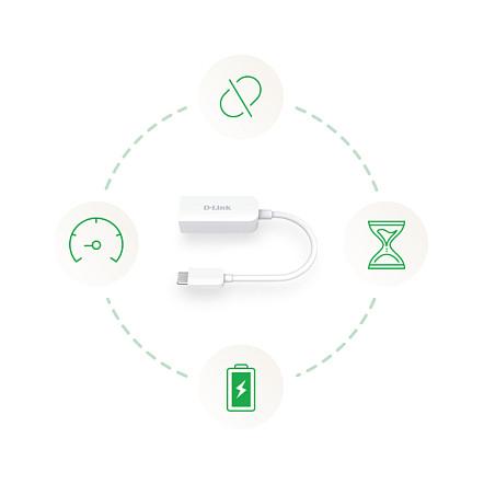 Adapter për Rrjet D-Link DUB-E250, USB-C, 2.5 Gigabit Ethernet 10/100/1000/2500 Mbps - Bardhë - 5
