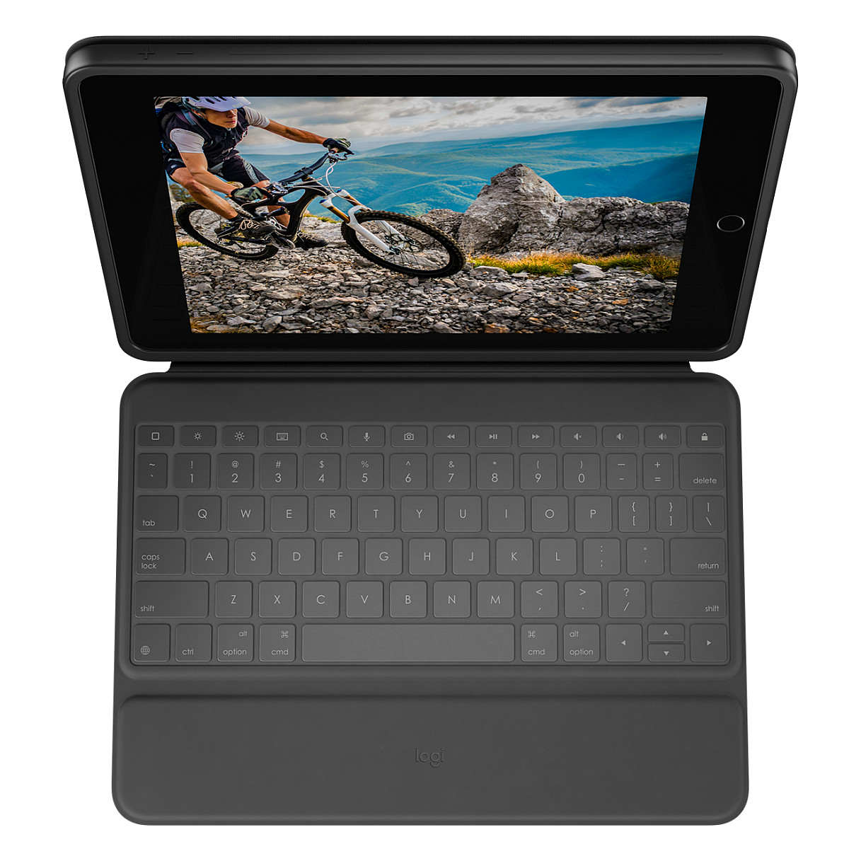 Tastierë për Tabletë Logitech Rugged Folio / iPad 7th, 8th & 9th Gen / AZERTY (FR) / Smart Connector / Full-Size / 4 Mënyra Përdorimi – Gri - 6