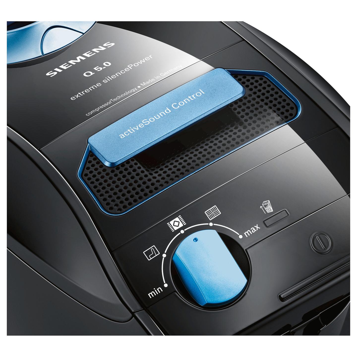 Fshesë Elektrike Siemens VSQ5X1230 Q 5.0 extreme silencePower, 850W, 4.5L, HEPA, Me Qese, 13m - Blu, Zezë - 2