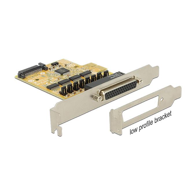 Kartë Zgjerimi PCI Express Delock 89447 / PCIe 2.0 x1 / 4x RS-232 DB9 / 115.2Kbps / SUN2410 / Low Profile
