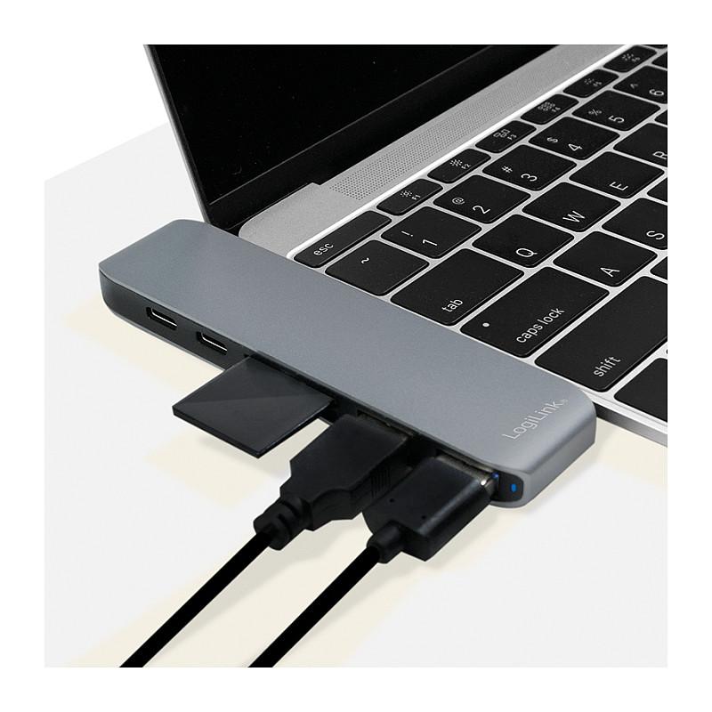 Docking Station LogiLink UA0302, USB-C, 7-port, USB 3.2 Gen2x2, 2x USB-A, HDMI, Thunderbolt 3, SD, microSD, Power Delivery 100W - Hiri - 6