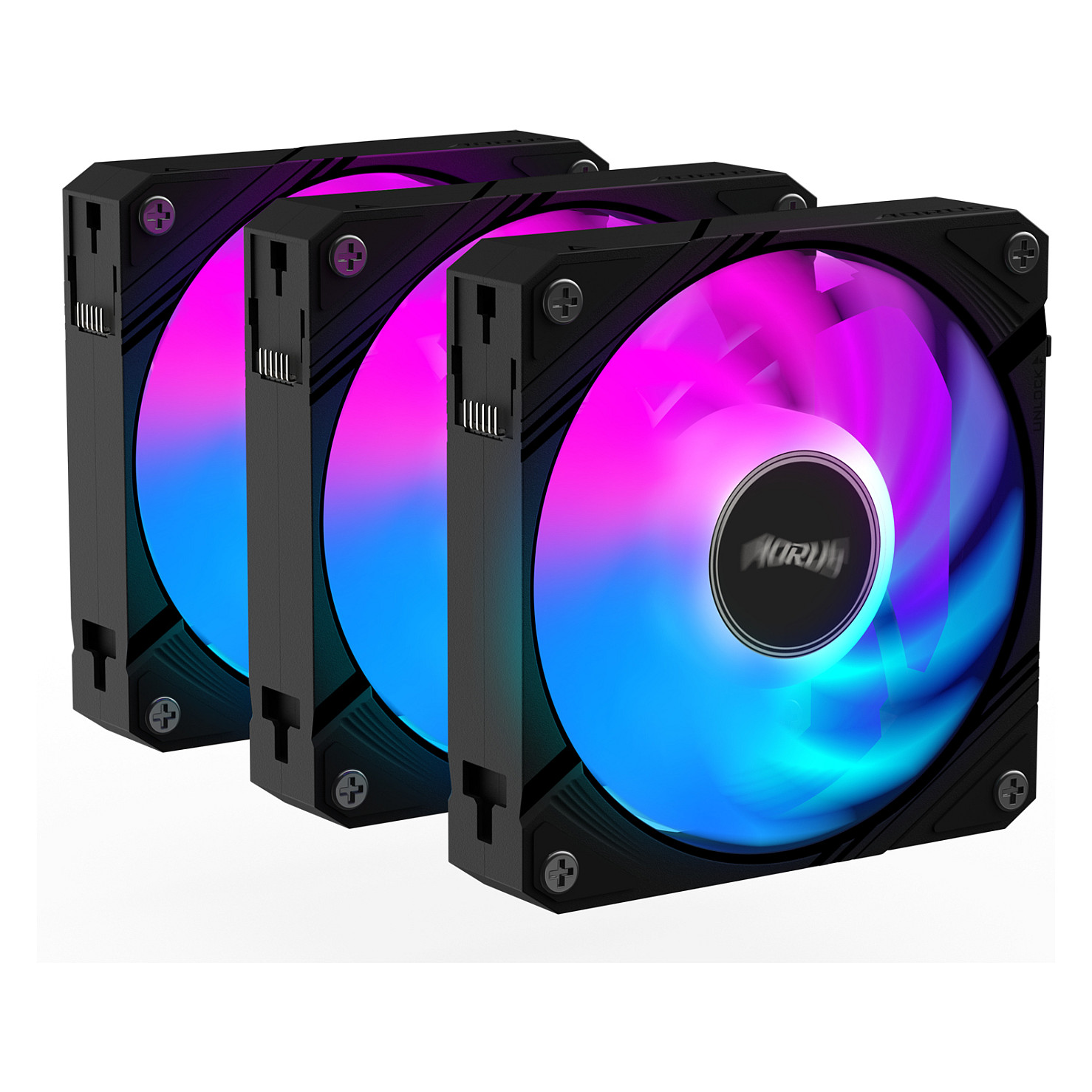 Ftohës për Kasë Gigabyte AORUS EZ CHAIN / 120mm / 600-2000 RPM / ARGB / PWM / 3-Pack – Zezë - 3