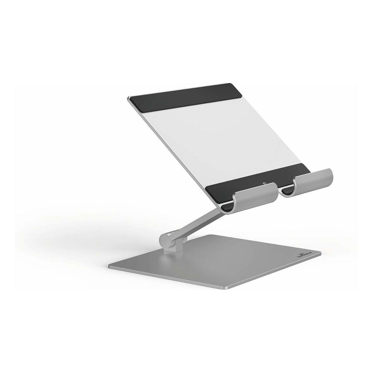 DURABLE TABLET STAND RISE 894023 Mbajtëse për Tablet / Smartphone 7–13" / Alumin / Palosëse / Kënd i Rregullueshëm – Argjendi