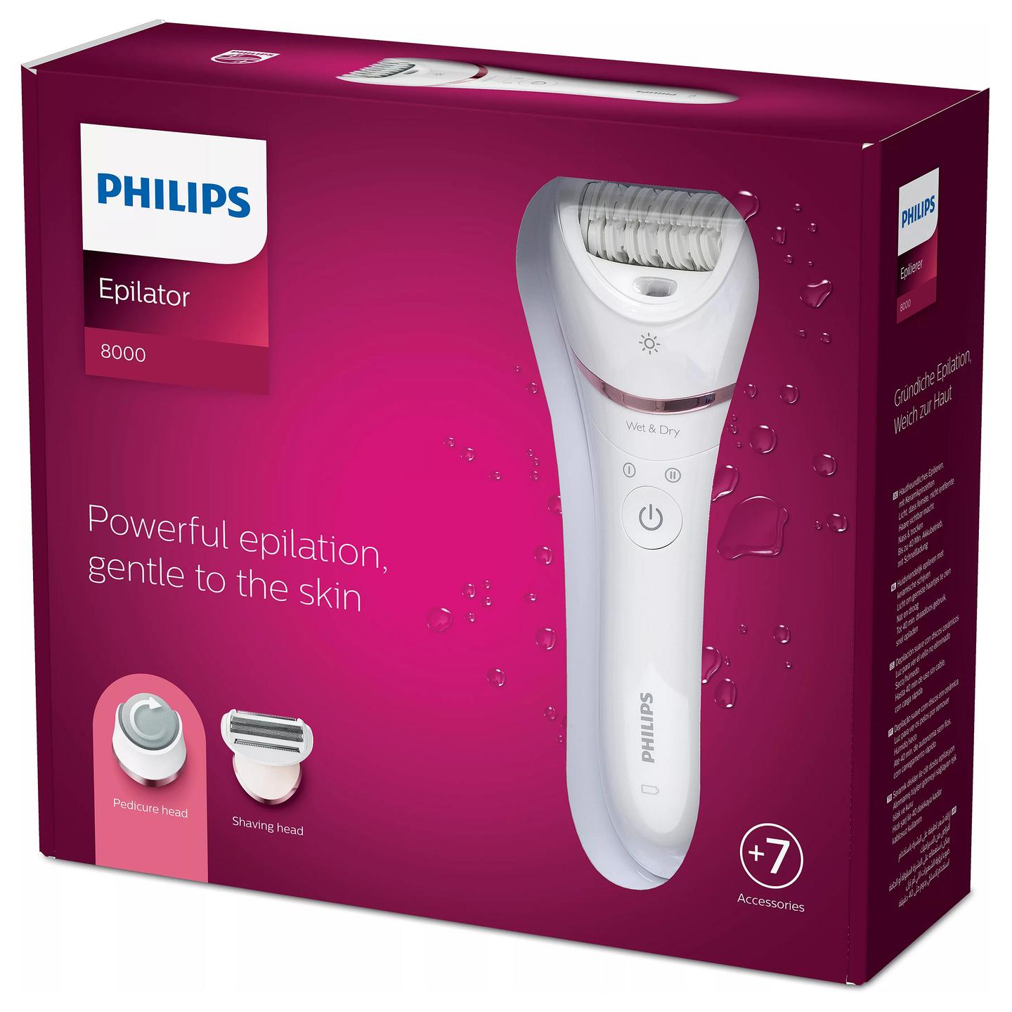 Depilator elektrik Philips BRE730 / Wet & Dry / S-Shape / Li-Ion / 40 Min / 7 Aksesorë – Bardhë - 4