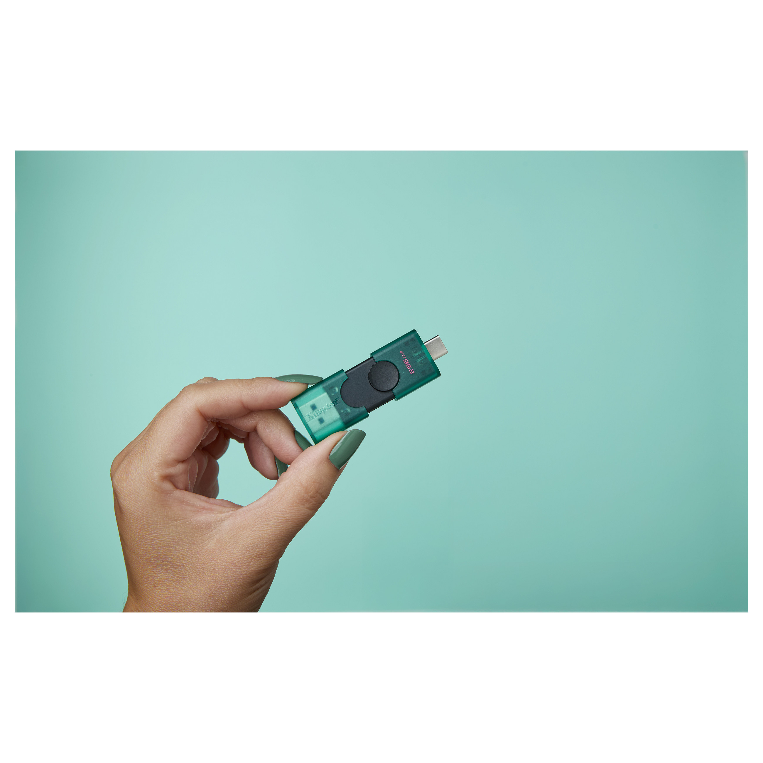 USB Flash Drive Kingston Technology DataTraveler Duo G2 / 256GB / USB Type-A + USB Type-C / USB 3.2 Gen 1 - Zezë/Gjelbër - 10