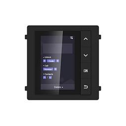 Modul Ekrani për Interkom Hikvision DS-KD-DIS, LCD 3.5", 4 Butona, RS-485, IP65 - Zezë
