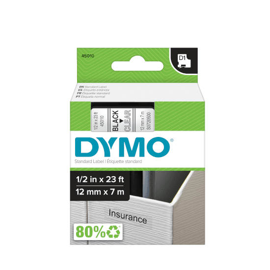 Shirit për Printer 3D Dymo Colour Ribbon 45010 / S0720500 - Zezë mbi Transparent
