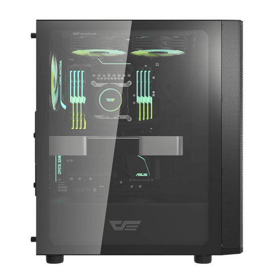 Kasë DarkFlash DK360 / Mid-Tower / ATX-M-ATX-ITX / 3xRGB Fans / Xham i Temperuar - Zezë - 4
