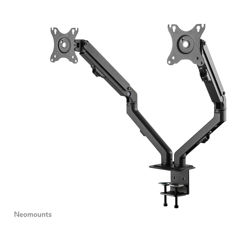 Mbajtëse për Monitor Neomounts FPMA-D650DBLACK / 2 Monitorë / 17"-27" / 7kg për Monitor / Coil Spring / Clamp-Grommet / Tilt +90° deri -45° / Swivel 180° / Rotacion 360° - Zezë - 2