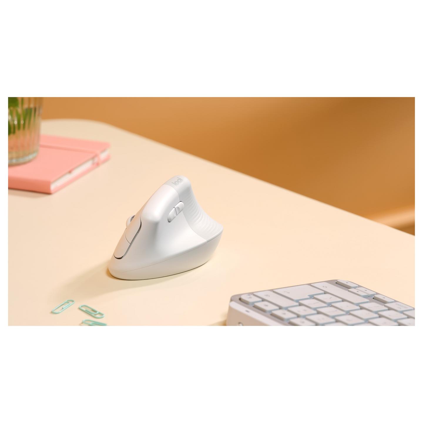 Maus pa kabllo Logitech Lift Vertical Ergonomic / Bluetooth + Logi Bolt / 4,000 DPI / 6 Butona - Bardhë - 9