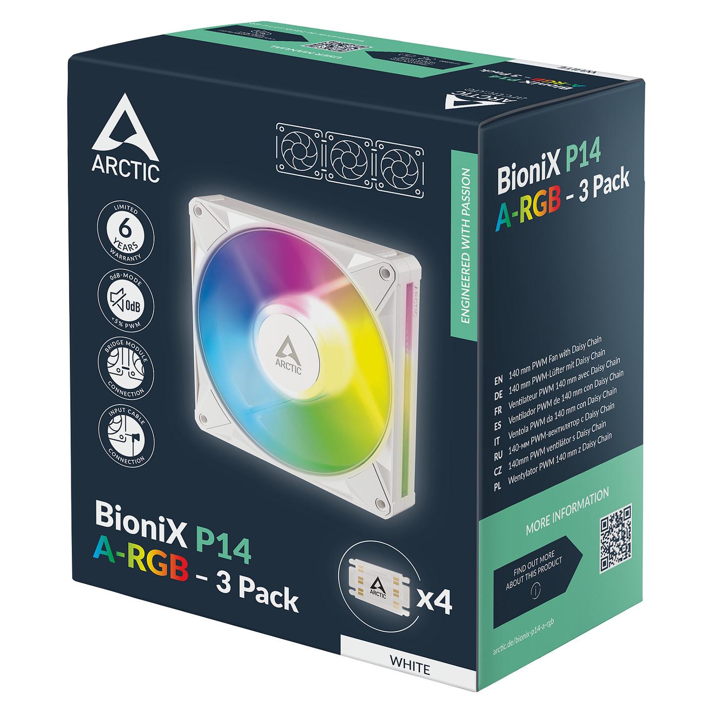 Ftohës për Kasë ARCTIC BioniX P14 A-RGB, 3x140mm, PWM, 2500 RPM, 110 CFM, A-RGB - Bardhë - 10