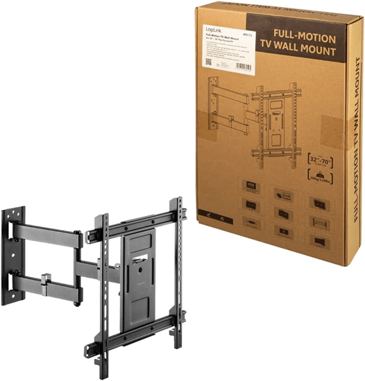 Mbajtëse për TV LogiLink BP0112 / 32-70" / 50kg / VESA 200x100-400x400 / Tilt -15°/+3° / Swivel +-90° / Muri - Zezë - 4