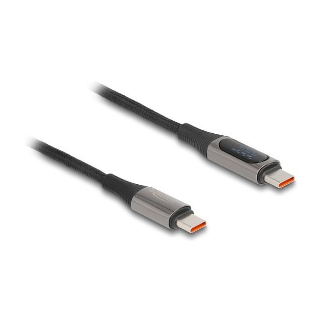Kabllo USB DeLOCK 86809, USB-C në USB-C, 2m, USB 2.0, PD 100W, 5A, Power Display - Zezë