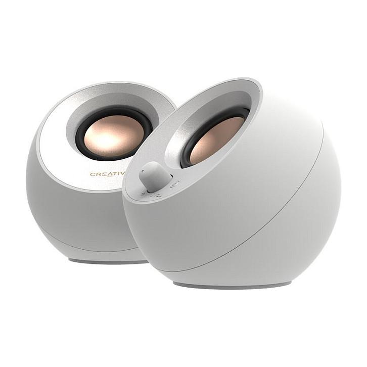 Altoparlantë Creative Labs Pebble V3, 2.0, 8W RMS, Bluetooth 5.0, USB-C, AUX - Bardhë - 2
