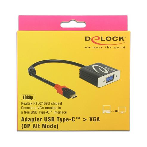 Kabllo USB DeLOCK 62994 / USB-C në VGA / DisplayPort 1.4 / 20cm / 1920 x 1200 @ 60Hz - Zezë - 3