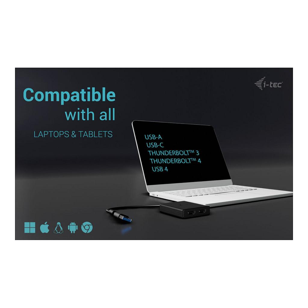 Adapter Video i-tec CADUAL4KHDMI, USB-A/USB-C, 2x HDMI, 4K 60Hz, DisplayLink - Zezë - 5