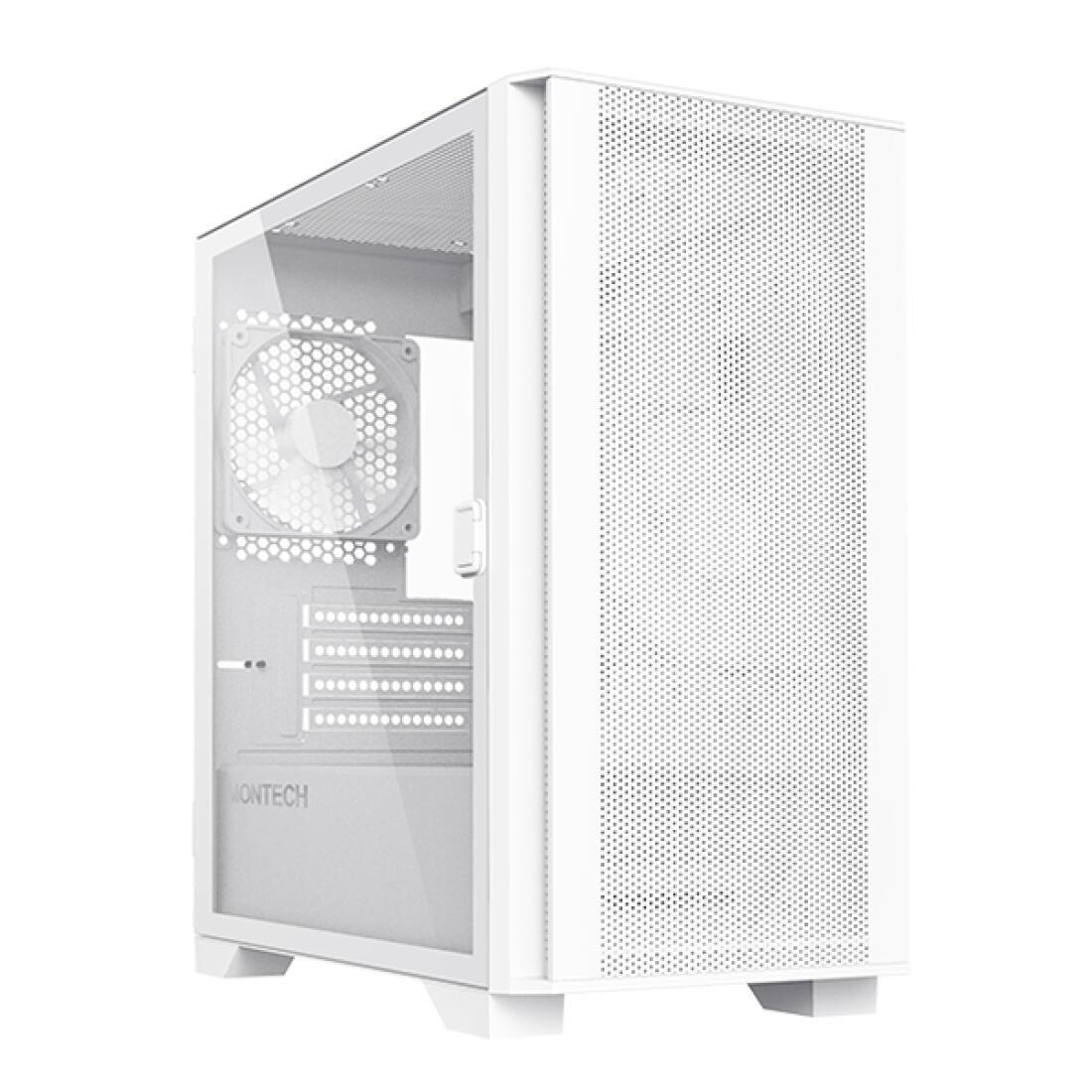 Kasë PC Montech AIR 100 LITE / Mini Tower / Micro-ATX / 2x 120mm Fan / Tempered Glass – Bardhë